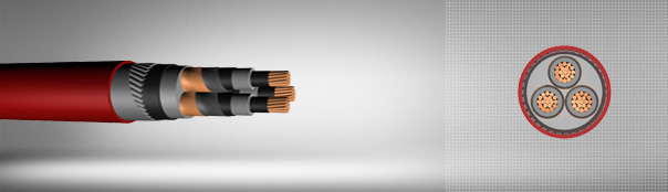 12/20 kV or 12.7/22kV XLPE insulated flat steel wire armoured, three core cables with copper conductor