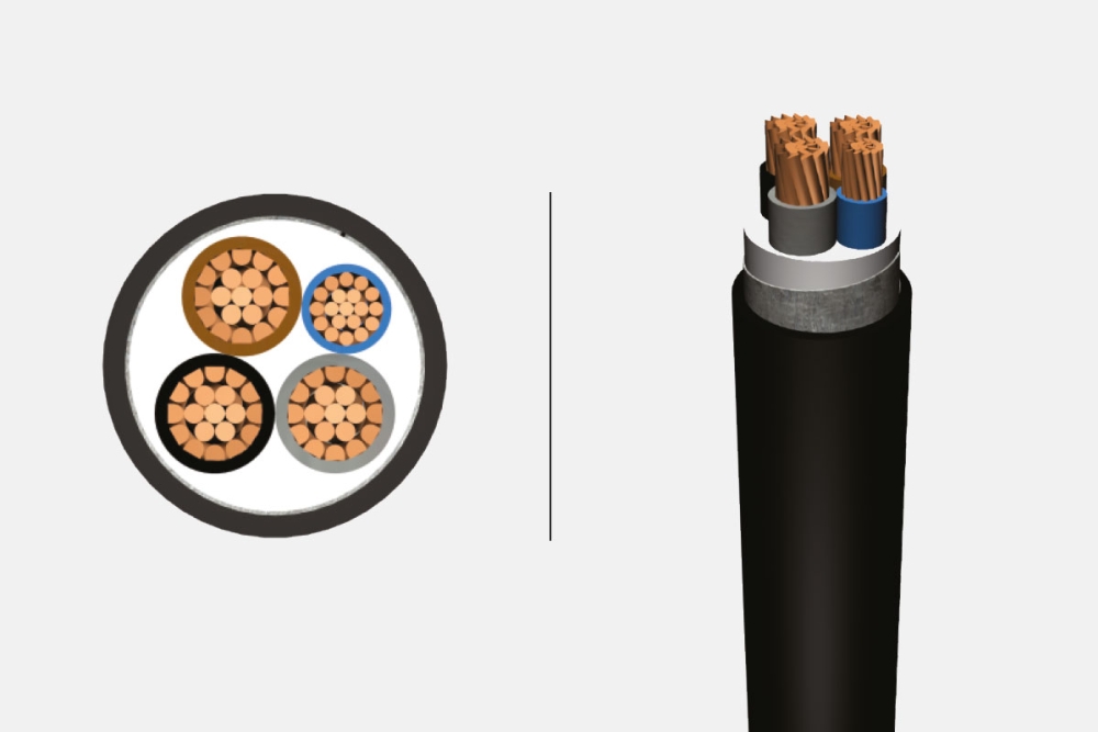 0.6/1 kV PVC Insulated, Double Steel Tape Armoured, Multi-Core Cables With Copper Conductor