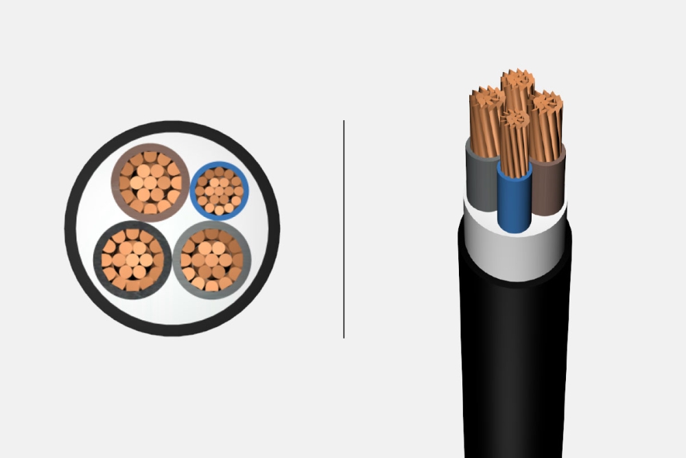 0.6/1 kV XLPE Insulated, Multi-Core Cables With Copper Conductor