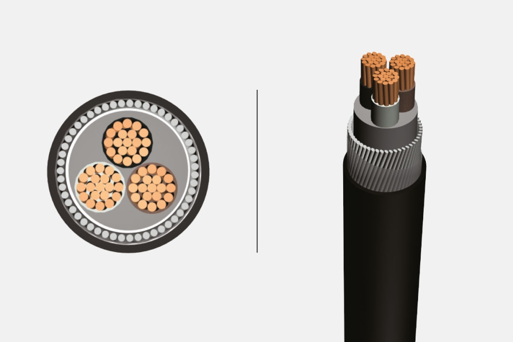 0.6/1 kV XLPE Insulated, Round Steel Wire Armoured, Multi-Core Cables With Copper Conductor