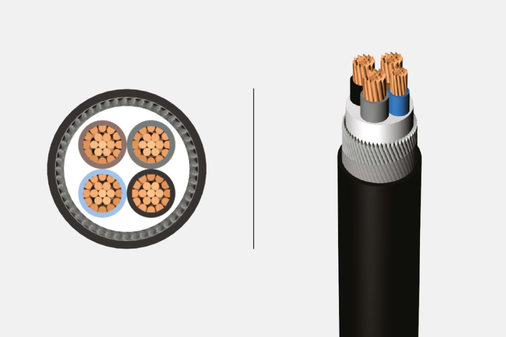 0.6/1 kV XLPE Insulated, Round Steel Wire Armoured, Multi-Core Cables With Copper Conductor