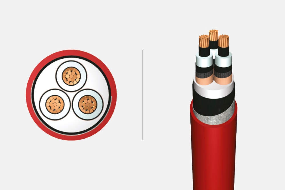 18/30 kV or 19/33 kV XLPE Insulated, Double Steel Tape Armoured, Three Core Cables With Copper Conductor